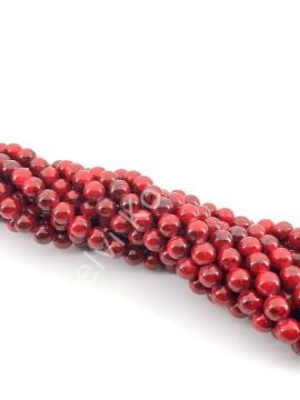 Kırmızı Boyama Dizi Cam Boncuk 10 mm 10 Dizi