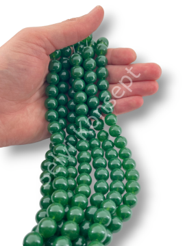 Yeşil Boyama Dizi Cam Boncuk 12 mm 10 Dizi