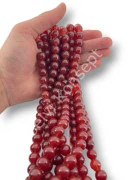 Kahverengi Boyama Dizi Cam Boncuk 12 mm 10 Dizi