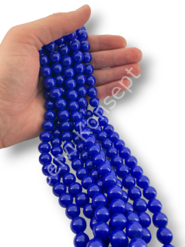 Lacivert Boyama Dizi Cam Boncuk 12 mm 10 Dizi