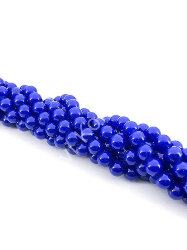 Lacivert Boyama Dizi Cam Boncuk 12 mm 10 Dizi