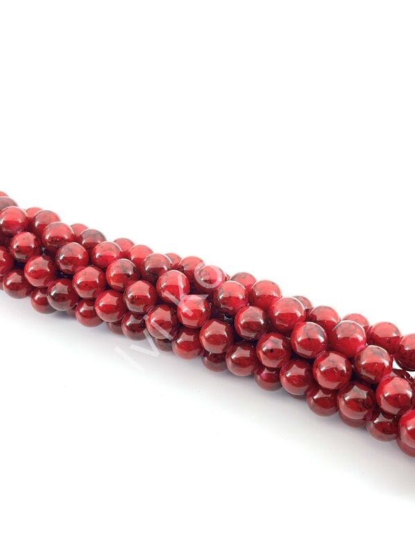 Kırmızı Boyama Dizi Cam Boncuk 12 mm 13 Dizi