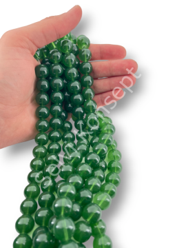 Yeşil Boyama Dizi Cam Boncuk 14 mm 9 Dİzi