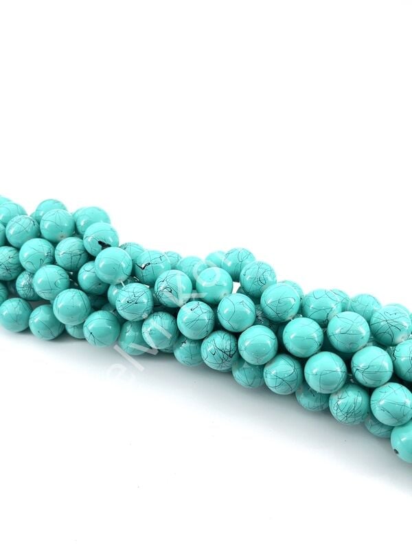 Mavi Boyama Dizi Cam Boncuk 14 mm 12 Dizi