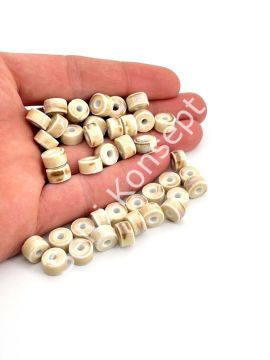 Otantik Seramik Boncuk Silindir 10 mm Krem