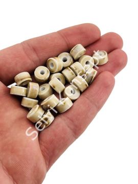 Otantik Seramik Boncuk Silindir 10 mm Krem