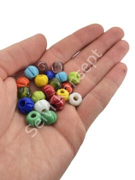 Parlak Makarna Cam Boncuk Karışık Renkli Küçük Boy 100 Adet
