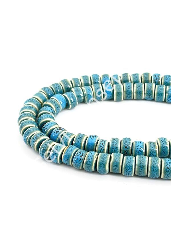 Otantik Seramik Boncuk Silindir 10 mm Mavi