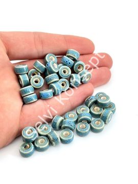 Otantik Seramik Boncuk Silindir 10 mm Mavi