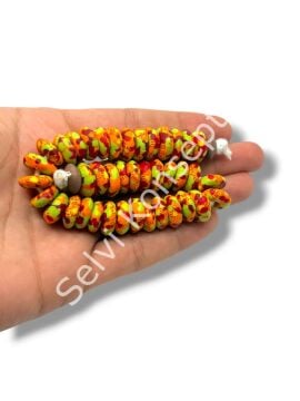 El Yapımı Geleneksel Afrika Krobo Rondela Cam Boncuk Turuncu Mix 14x6 mm