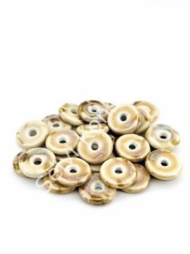 Otantik Seramik Boncuk Disk Rondela 20 mm Krem