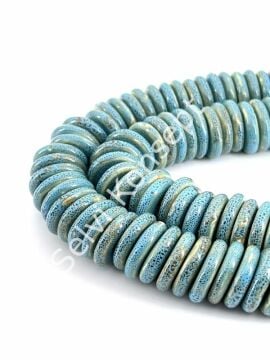 Otantik Seramik Boncuk Disk Rondela 20 mm Mavi