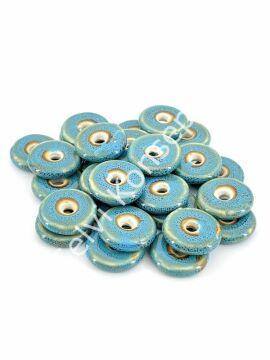Otantik Seramik Boncuk Disk Rondela 20 mm Mavi