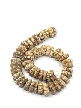 El Yapımı Zikzak Kahverengi Rondela Dizi Tibet Boncuk 10x4 mm