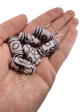 Etnik Desenli Oval Cam Boncuk Mürdüm 10 Adet