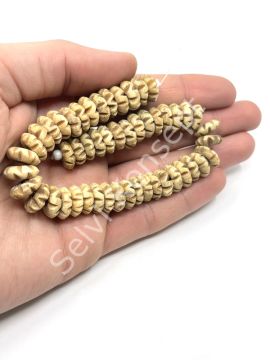 El Yapımı Zikzak Kahverengi Rondela Dizi Tibet Boncuk 13x5 mm