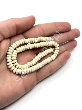 El Yapımı Tırtıklı Beyaz Rondela Dizi Tibet Boncuk 6x2,5 mm