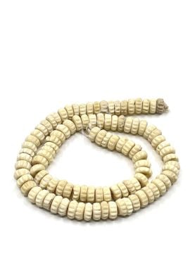 El Yapımı Tırtıklı Beyaz Rondela Dizi Tibet Boncuk 6x2,5 mm