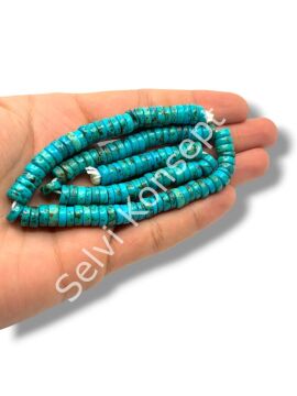 El Yapımı Rondela Dizi Tibet Boncuk Turkuaz 8x3 mm