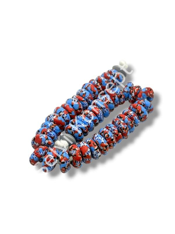 El Yapımı Geleneksel Afrika Krobo Rondela Cam Boncuk Saks Mvi 14x6 mm