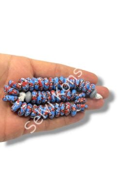 El Yapımı Geleneksel Afrika Krobo Rondela Cam Boncuk Saks Mvi 14x6 mm