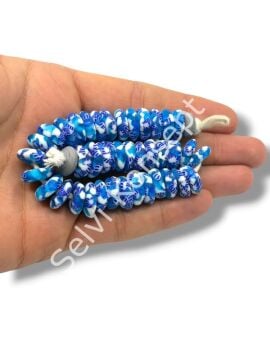 El Yapımı Geleneksel Afrika Krobo Rondela Cam Boncuk Cam Mavi 14x5 mm