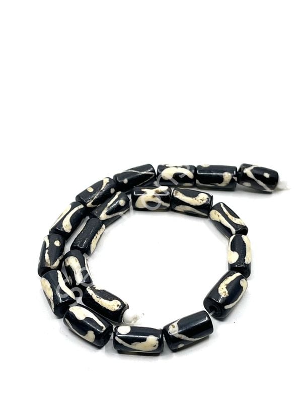 El Yapımı Etnik Desenli Silindir Dizi Tibet Boncuk 6x12 mm