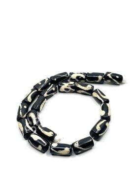 El Yapımı Etnik Desenli Silindir Dizi Tibet Boncuk 6x12 mm