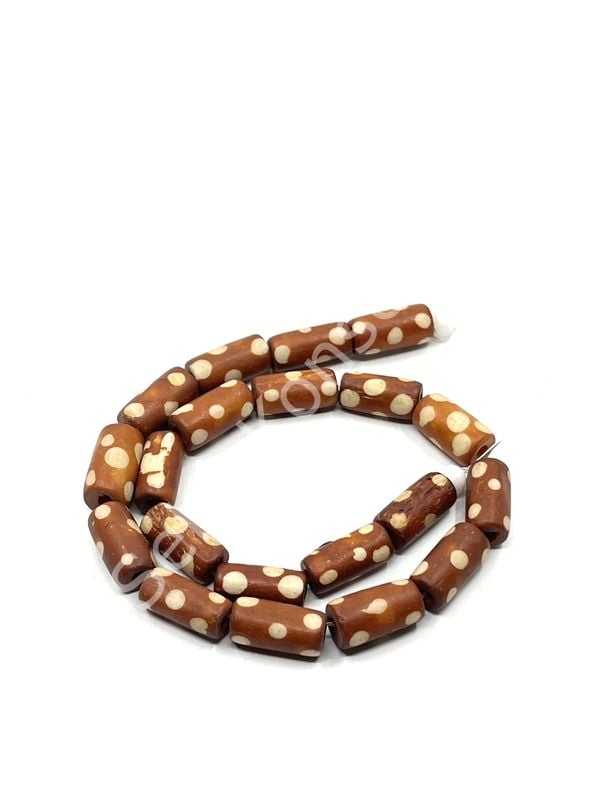 El Yapımı Benekli Silindir Dizi Tibet Boncuk 6x12 mm