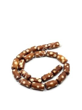 El Yapımı Benekli Silindir Dizi Tibet Boncuk 6x12 mm