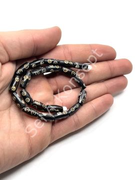 El Yapımı Etnik Desenli Dizi Tibet Boncuk 5x12 mm