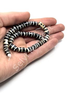 El Yapımı Etnik Desenli Silindir Dizi Tibet Boncuk 7x12 mm