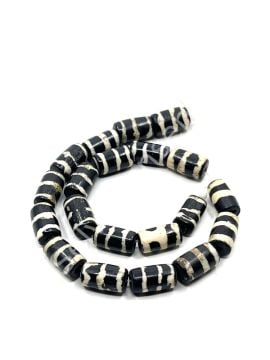 El Yapımı Etnik Desenli Silindir Dizi Tibet Boncuk 7x12 mm