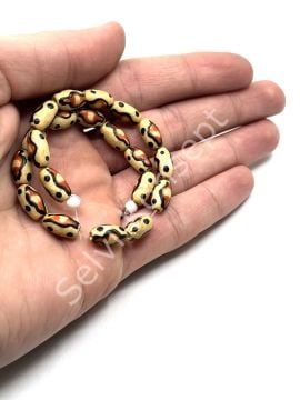El Yapımı Etnik Desenli Oval Dizi Tibet Boncuk 6x11 mm