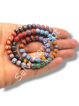 El Yapımı Afrika Chevron Dizi Cam Boncuk Karışık Renkli 6-7 mm