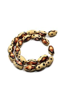 El Yapımı Etnik Desenli Oval Dizi Tibet Boncuk 6x11 mm