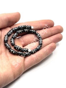 El Yapımı Etnik Desenli Oval Dizi Tibet Boncuk 5x10 mm