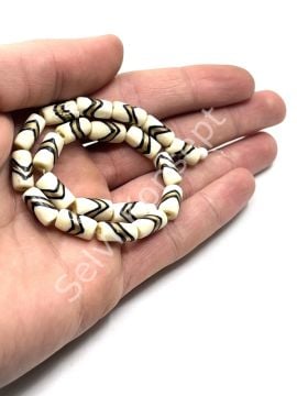 El Yapımı Etnik Desenli Silindir Dizi Tibet Boncuk 6x12 mm