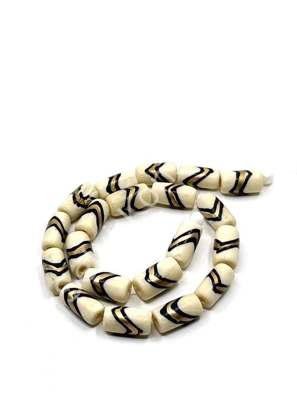 El Yapımı Etnik Desenli Silindir Dizi Tibet Boncuk 6x12 mm