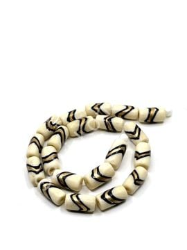 El Yapımı Etnik Desenli Silindir Dizi Tibet Boncuk 6x12 mm