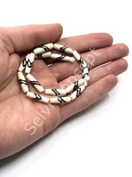 El Yapımı Etnik Desenli Oval Dizi Tibet Boncuk 5x18 mm