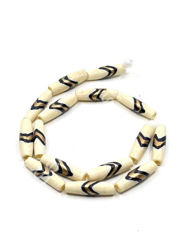 El Yapımı Etnik Desenli Oval Dizi Tibet Boncuk 5x18 mm