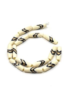El Yapımı Etnik Desenli Oval Dizi Tibet Boncuk 5x18 mm
