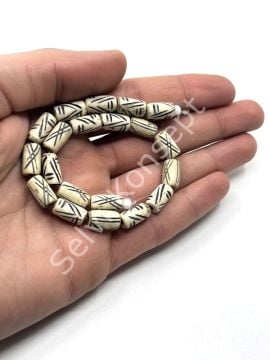 El Yapımı Etnik Desenli Dizi Tibet Boncuk 7x12mm