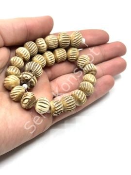 El Yapımı Etnik Desenli Dizi Tibet Boncuk 12x9 mm