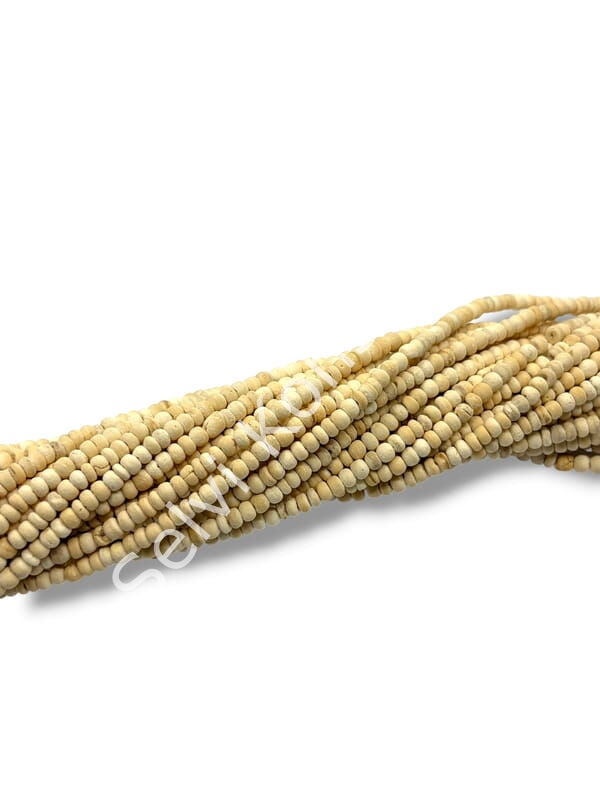 Hindistan Cevizi Kabuğu (Coconut) Ahşap Dizi Boncuk Krem 3-4 mm