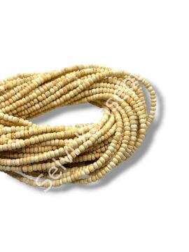 Hindistan Cevizi Kabuğu (Coconut) Ahşap Dizi Boncuk Krem 3-4 mm