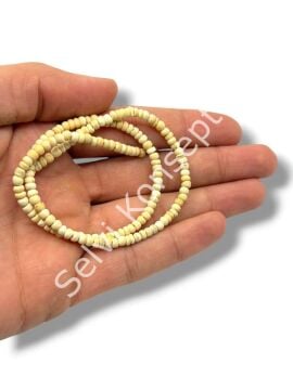 Hindistan Cevizi Kabuğu (Coconut) Ahşap Dizi Boncuk Krem 3-4 mm
