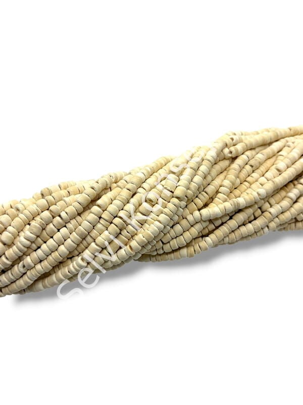 Hindistan Cevizi Kabuğu (Coconut) Ahşap Dizi Boncuk Krem 5-6 mm