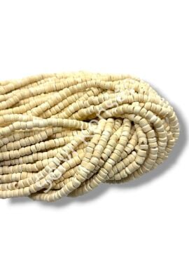 Hindistan Cevizi Kabuğu (Coconut) Ahşap Dizi Boncuk Krem 5-6 mm